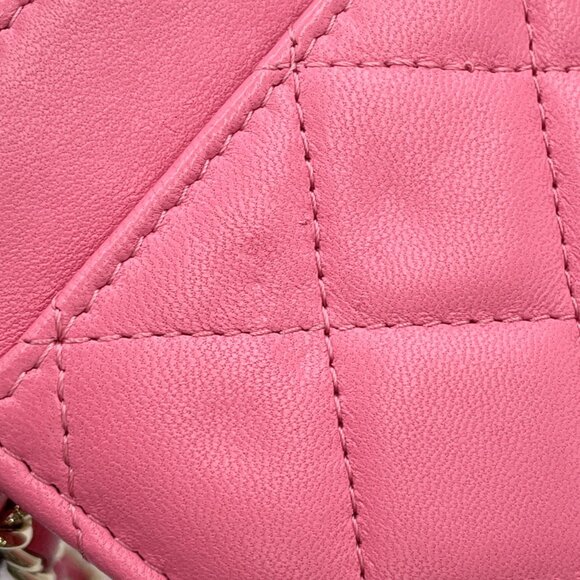 CHANEL Authentic Pink Lambskin Leather Logo Wallet - Picture 9 of 16
